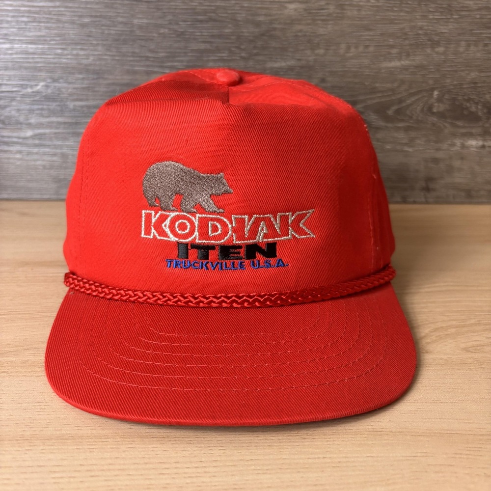 Vintage Kodiak Iten Hat Cap Snap Back Red Rope Advertising Truckville Mens 90s